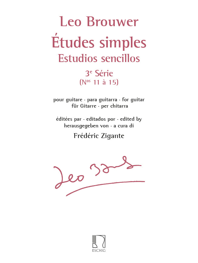 Brouwer: Estudios sencillos – Volume 3 (Nos. 11-15)
