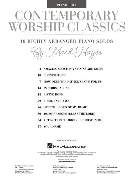 Contemporary Worship Classics: 10 Richly-Arranged Piano Solos