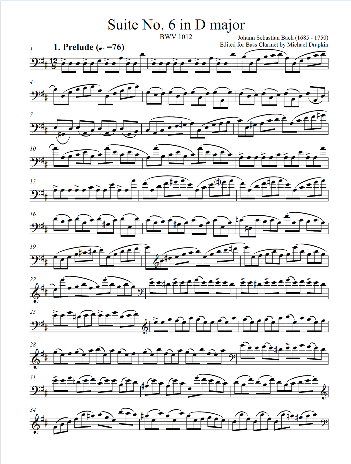 Bach: Cello Suites for Bass Clarinet