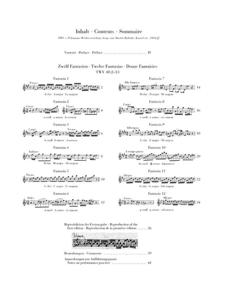 Telemann: Twelve Fantasias for Flute, TWV 40:2-13