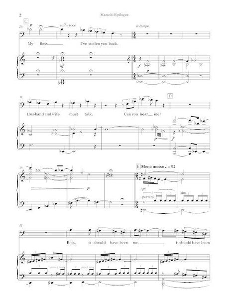 Mazzoli: Epilogue (Version for Baritone & Piano)