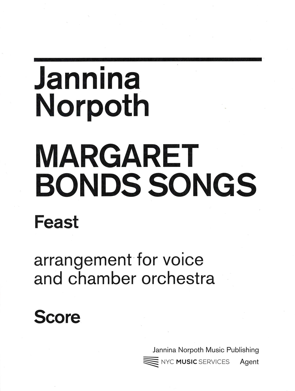 Bonds-Norpoth: Feast (arr. soprano & chamber orchestra)