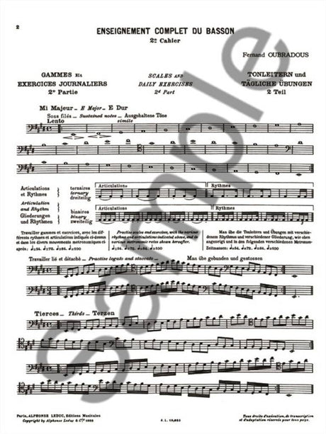 Oubradous: Complete Study of the Bassoon - Volume 2