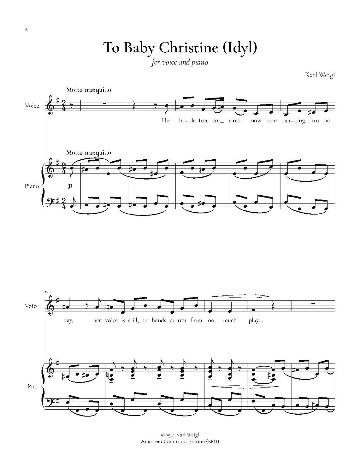 Weigl: To Baby Christine