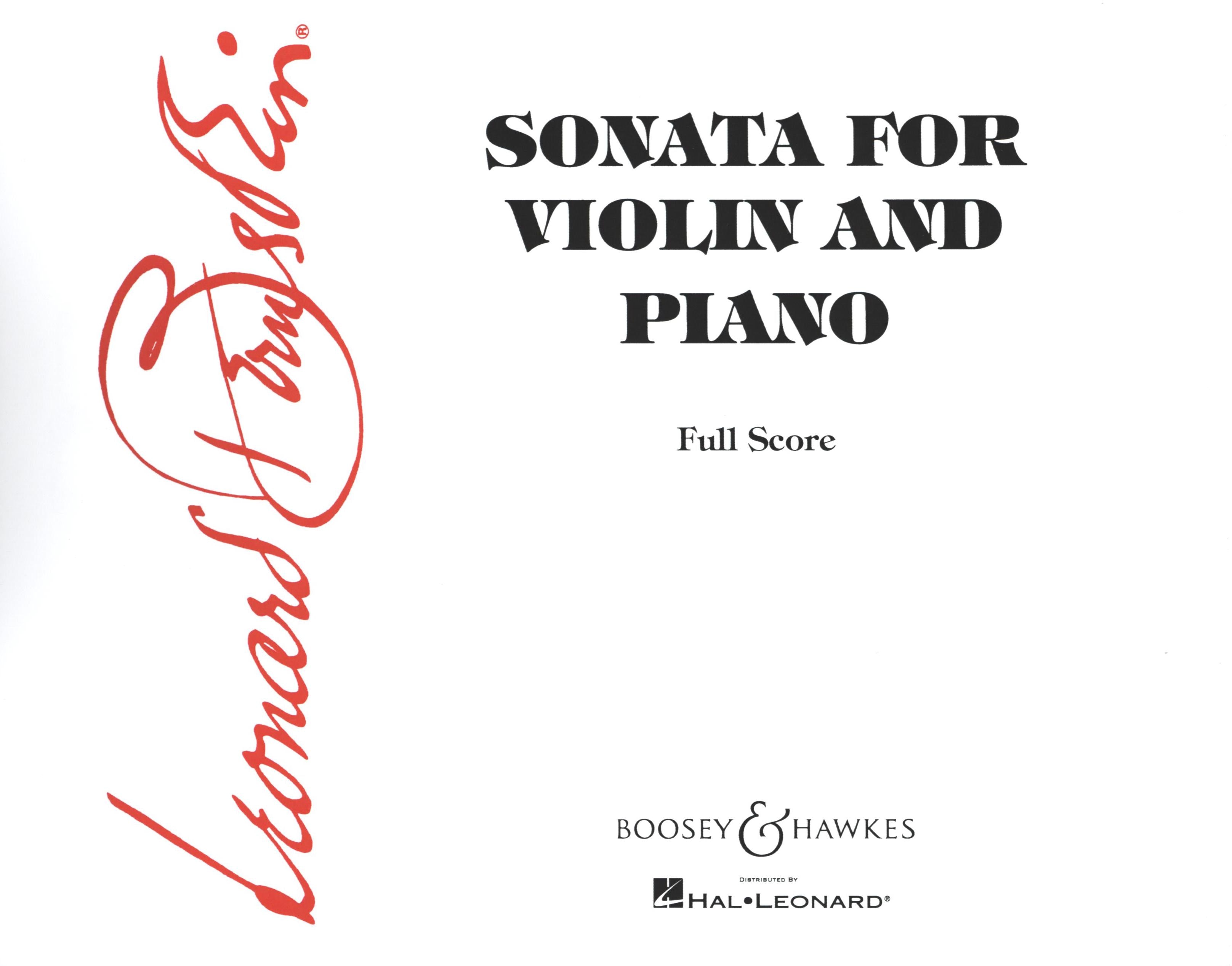 Bernstein: Violin Sonata – Ficks Music