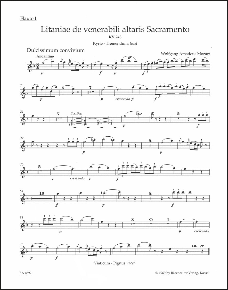 Mozart: Litaniae de venerabili altaris Sacramento in E-flat Major, K. 243