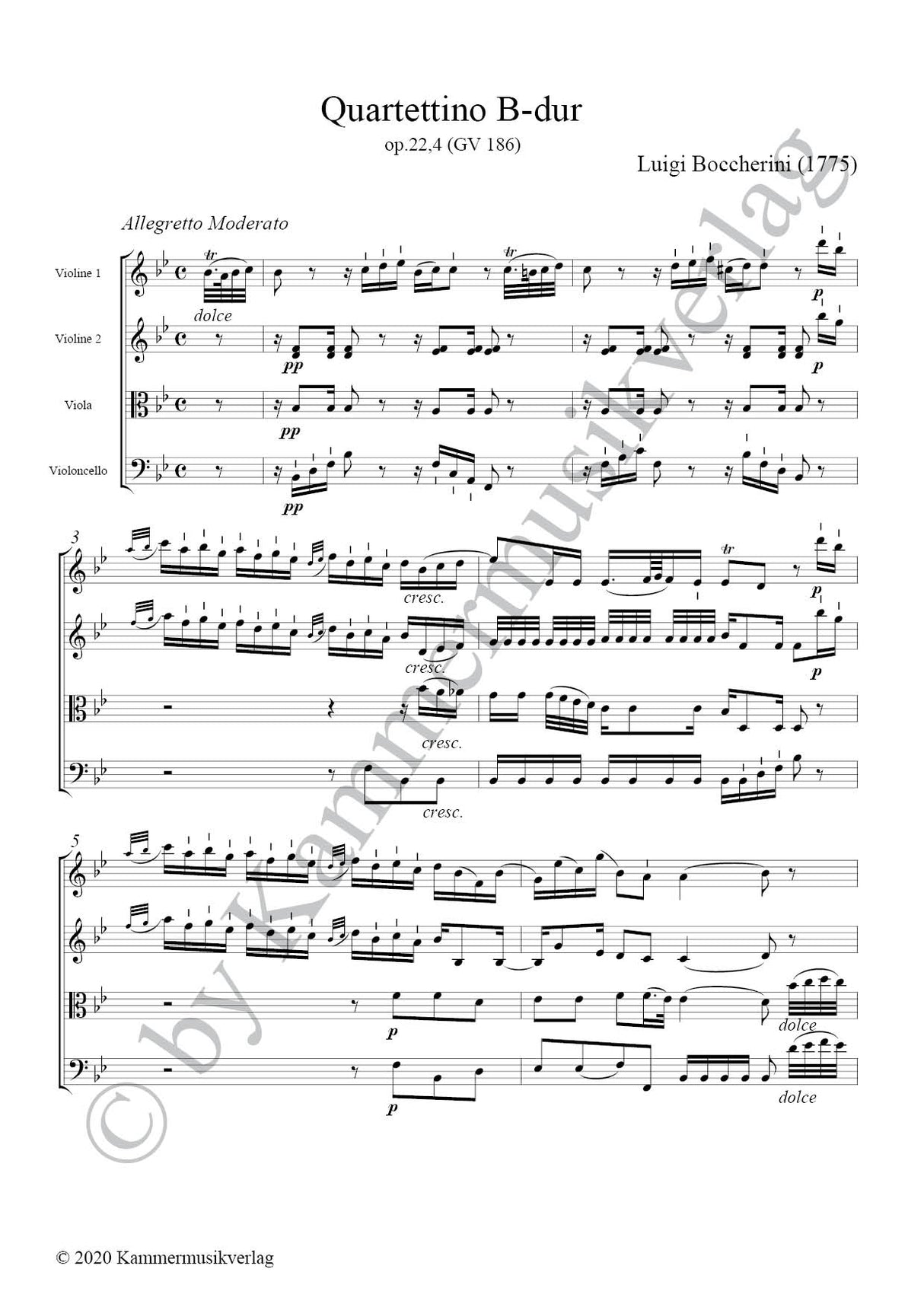 Boccherini: String Quartet in B-flat Major, G 186, Op. 22, No. 4