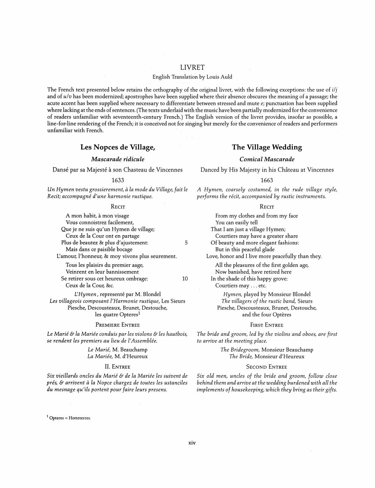 Lully: Les Nopces de Village