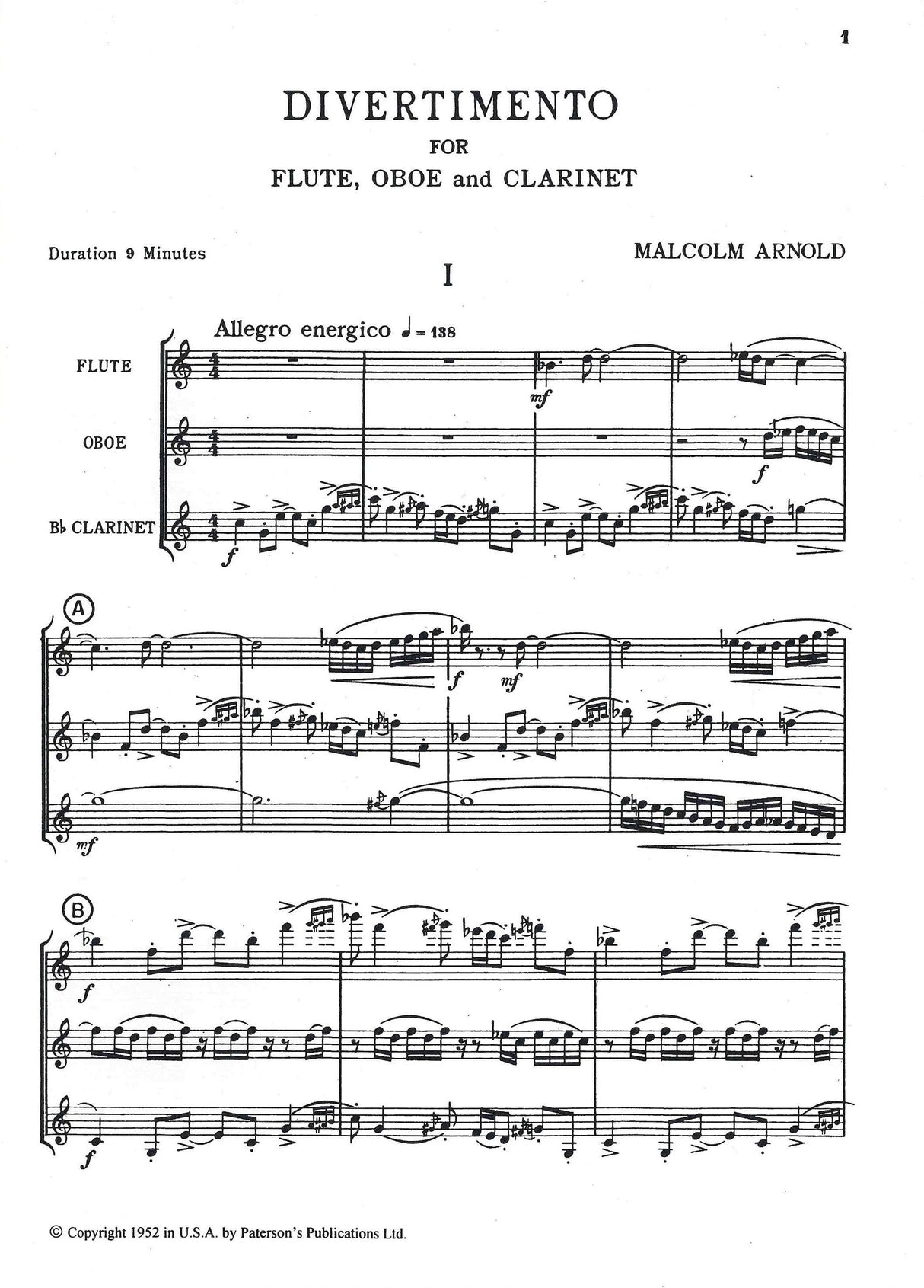 Arnold: Divertimento for Wind Trio, Op. 37