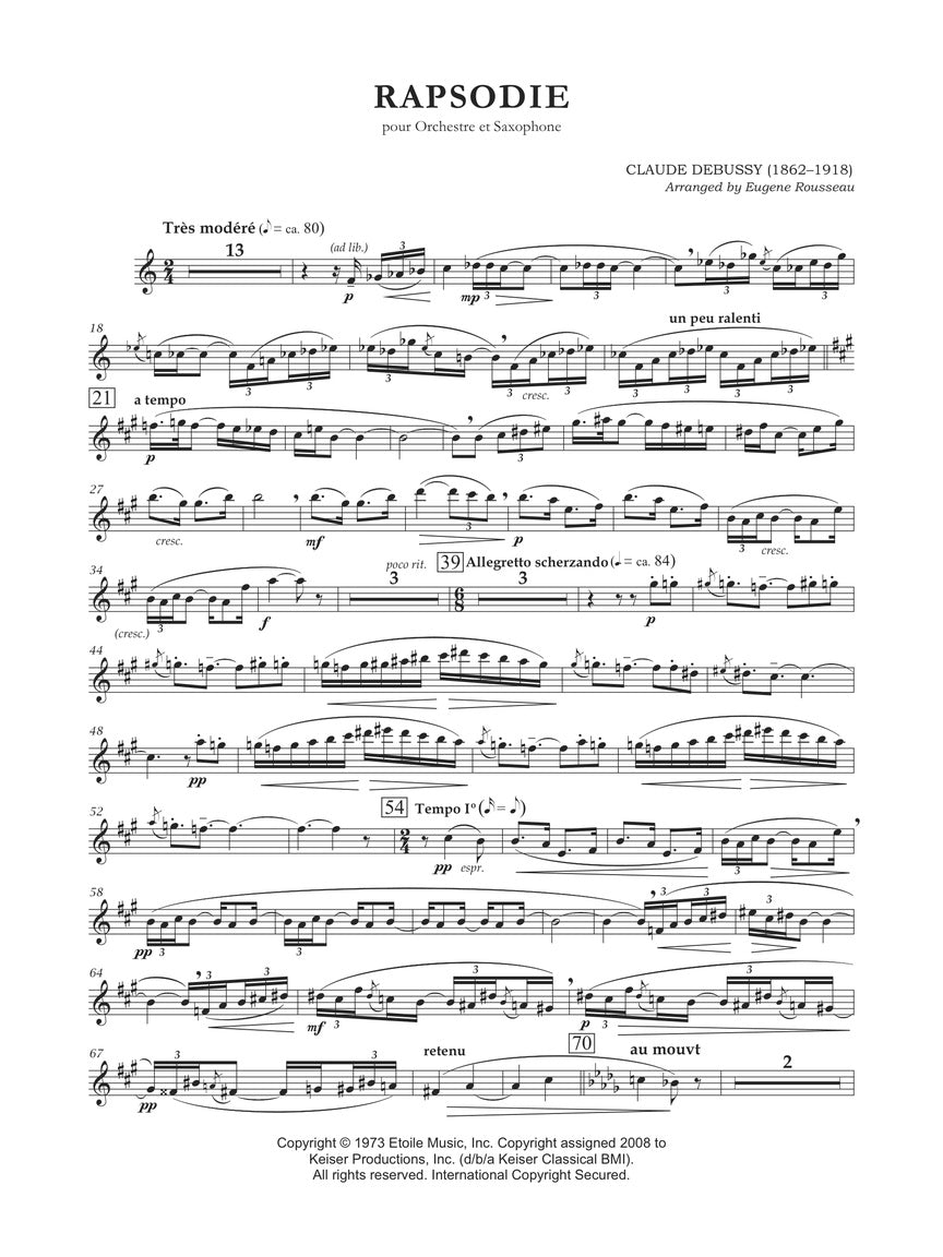 Debussy: Rhapsody for Alto Saxophone