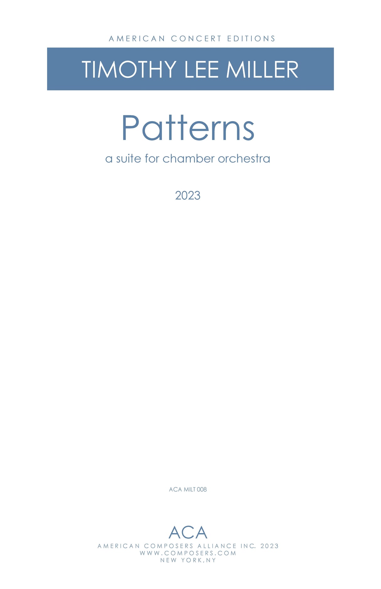 Miller: Patterns, Op. 180