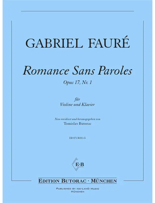 Fauré: Romance sans paroles, Op. 17, No. 1 (arr. for violin & piano)