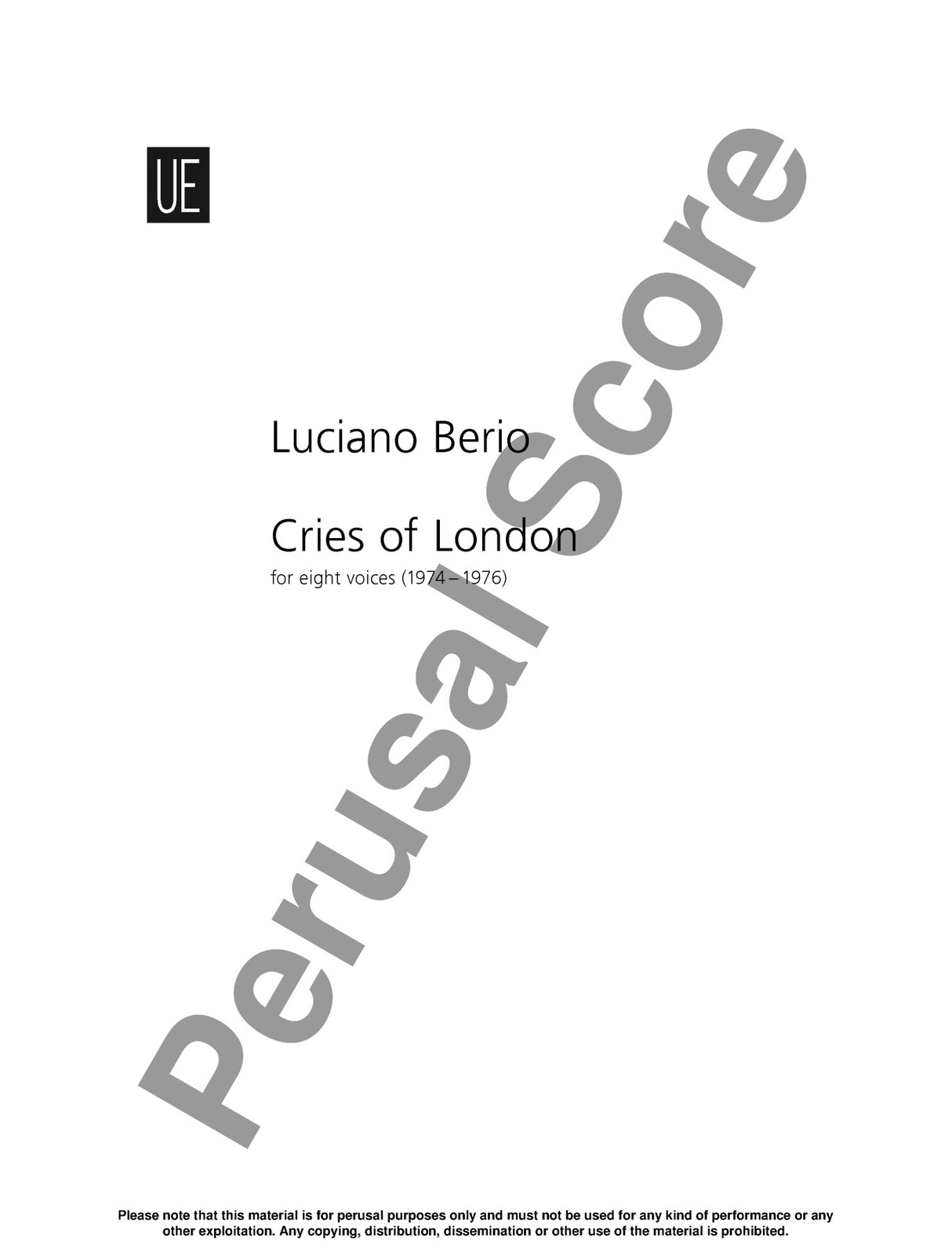 Berio: Cries of London