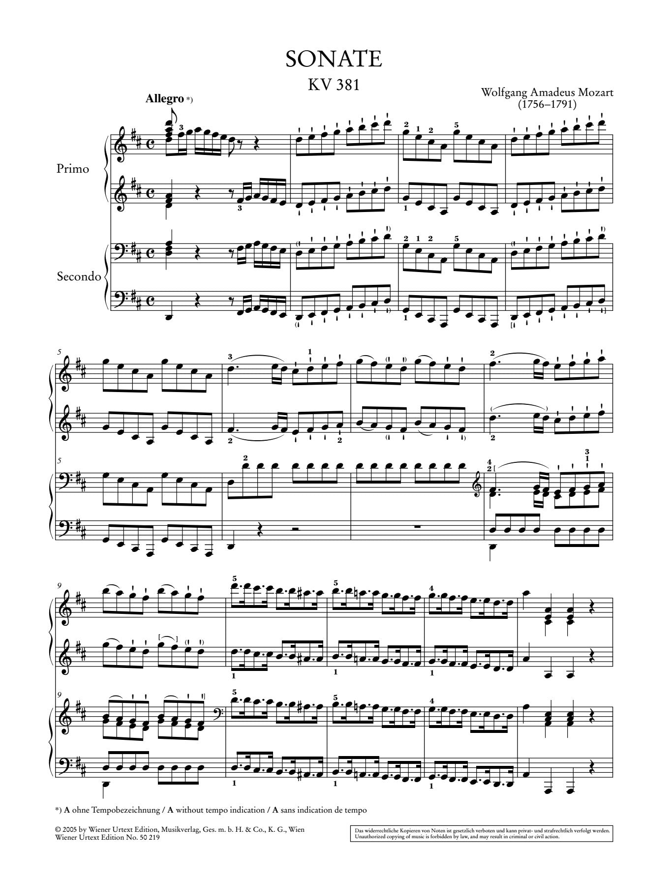 Mozart: Works for Piano Four-Hands – Ficks Music