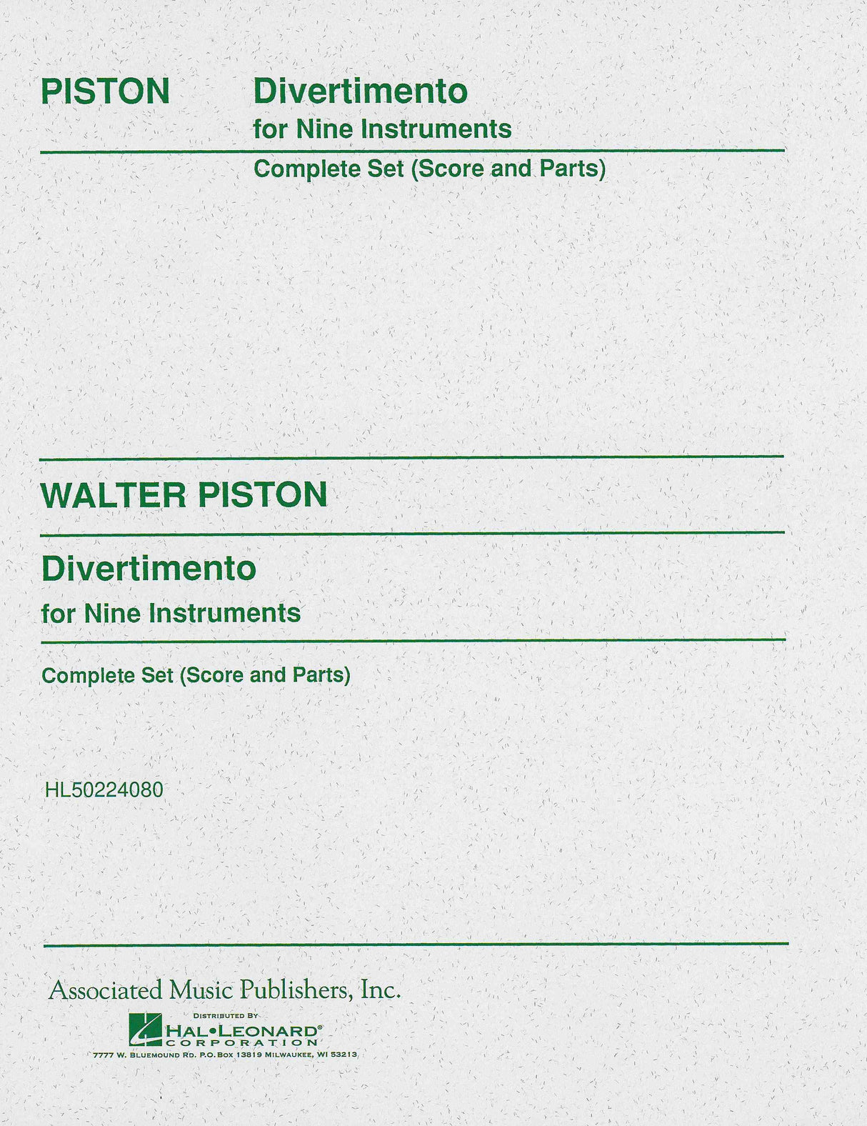 Piston: Divertimento for 9 Instruments