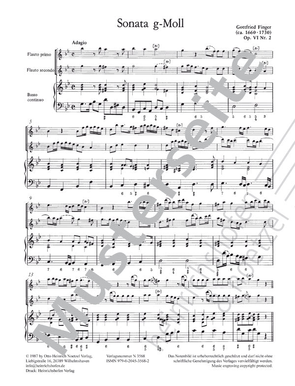 Finger: 2 Trio Sonatas, Op. 6, Nos. 2 & 6