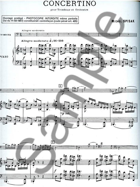 Spisak: Concertino for Trombone and Orchestra or Pinano