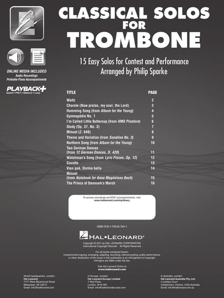 Classical Solos for Trombone - Volume 1
