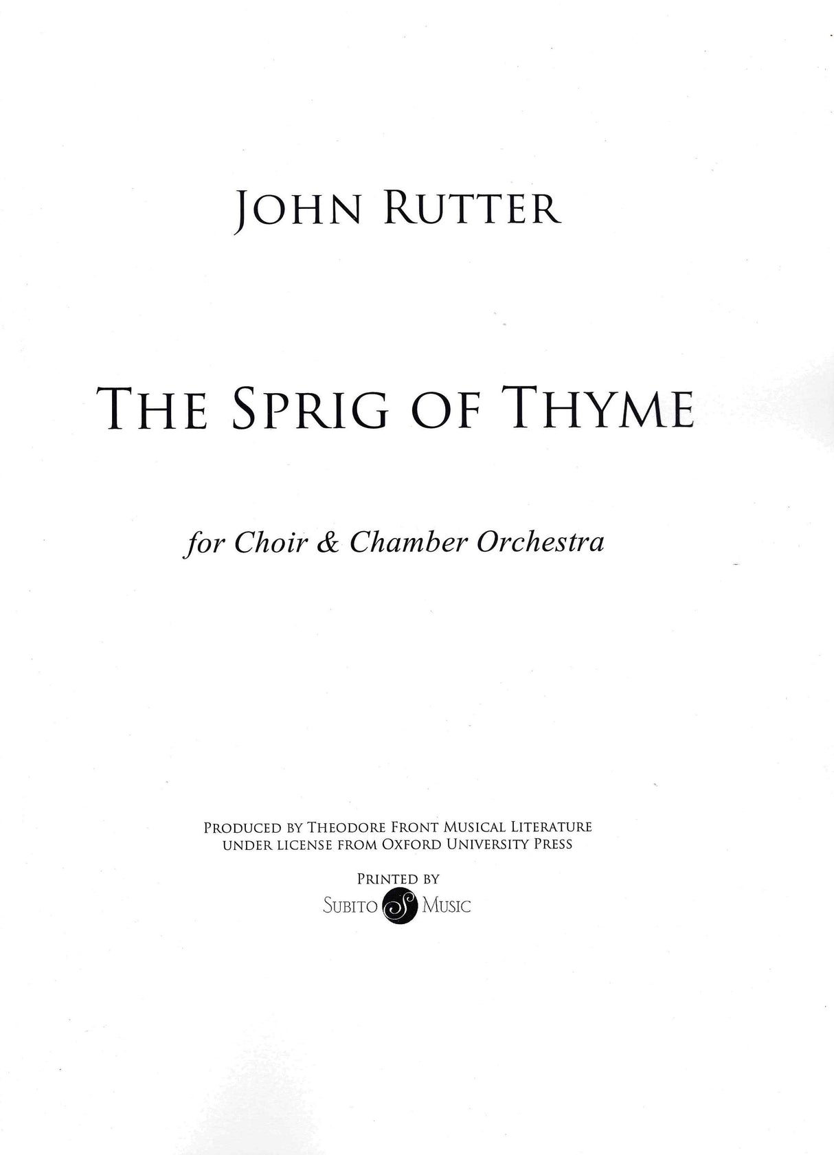 Rutter: The Sprig of Thyme