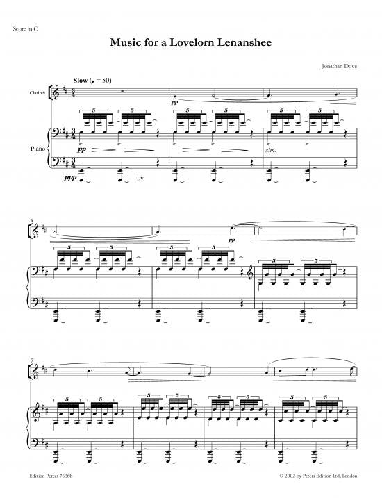 Dove: Music for a Lovelorn Lenanshee (Version for Clarinet & Piano)