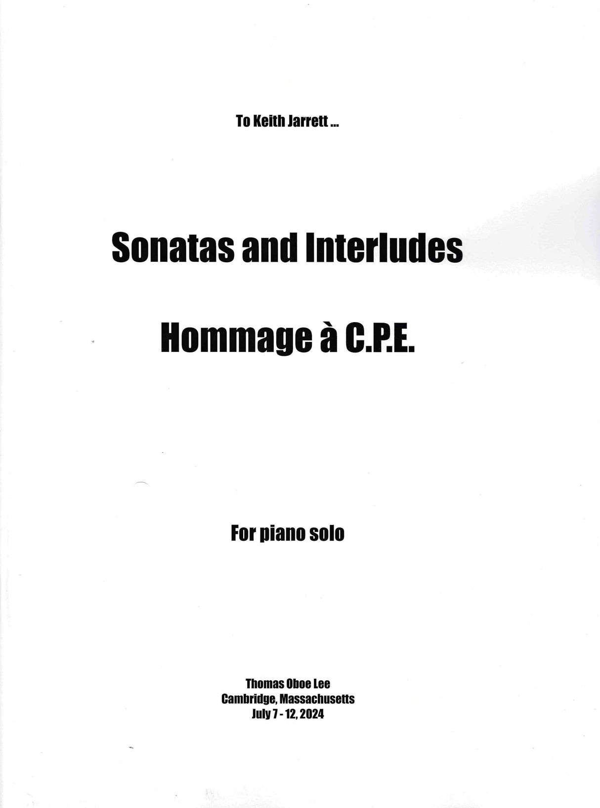 T.O. Lee: Sonatas and Interludes