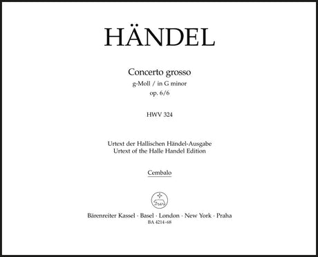 Handel: Concerto grosso in G Minor, HWV 324, Op. 6, No. 6