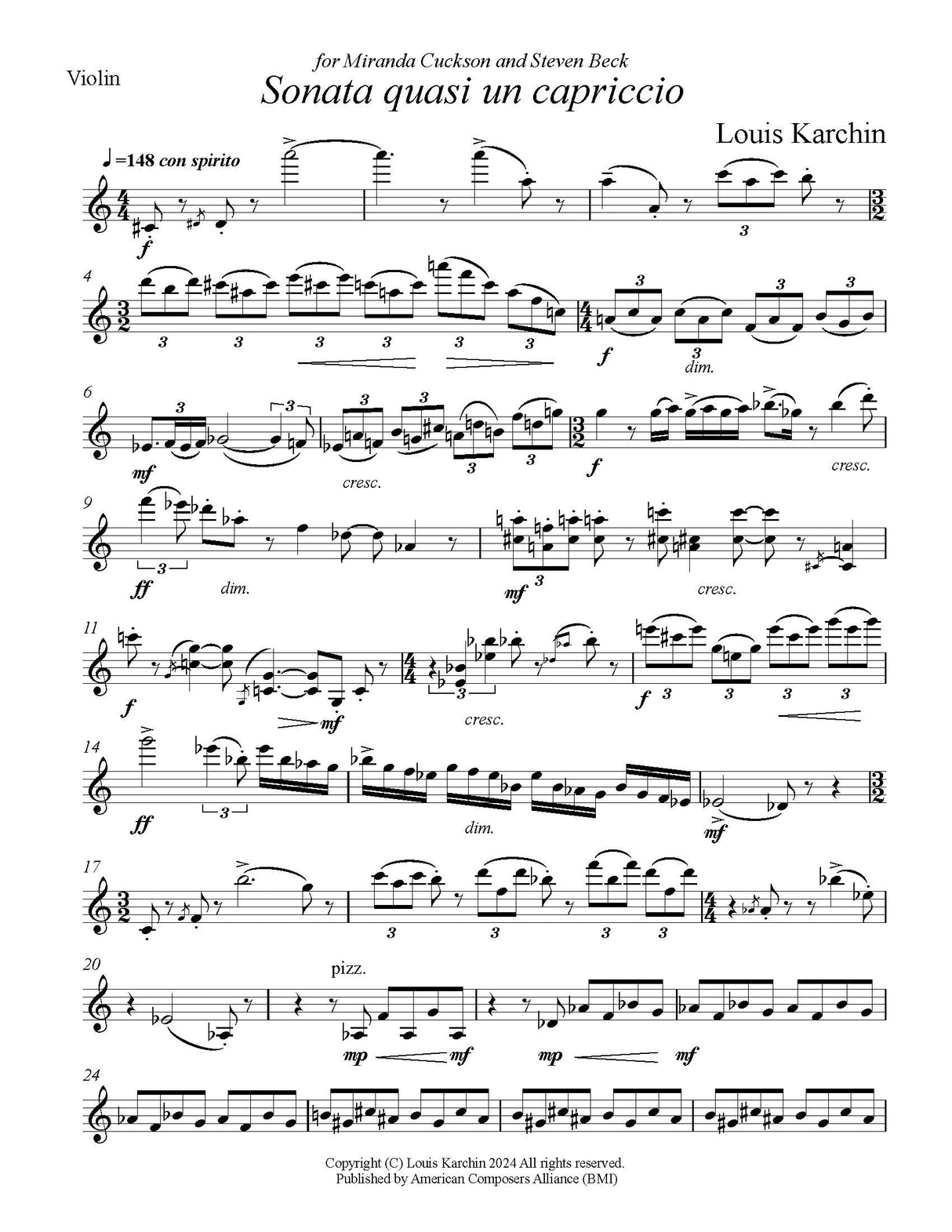 Karchin: Sonata quasi un capriccio