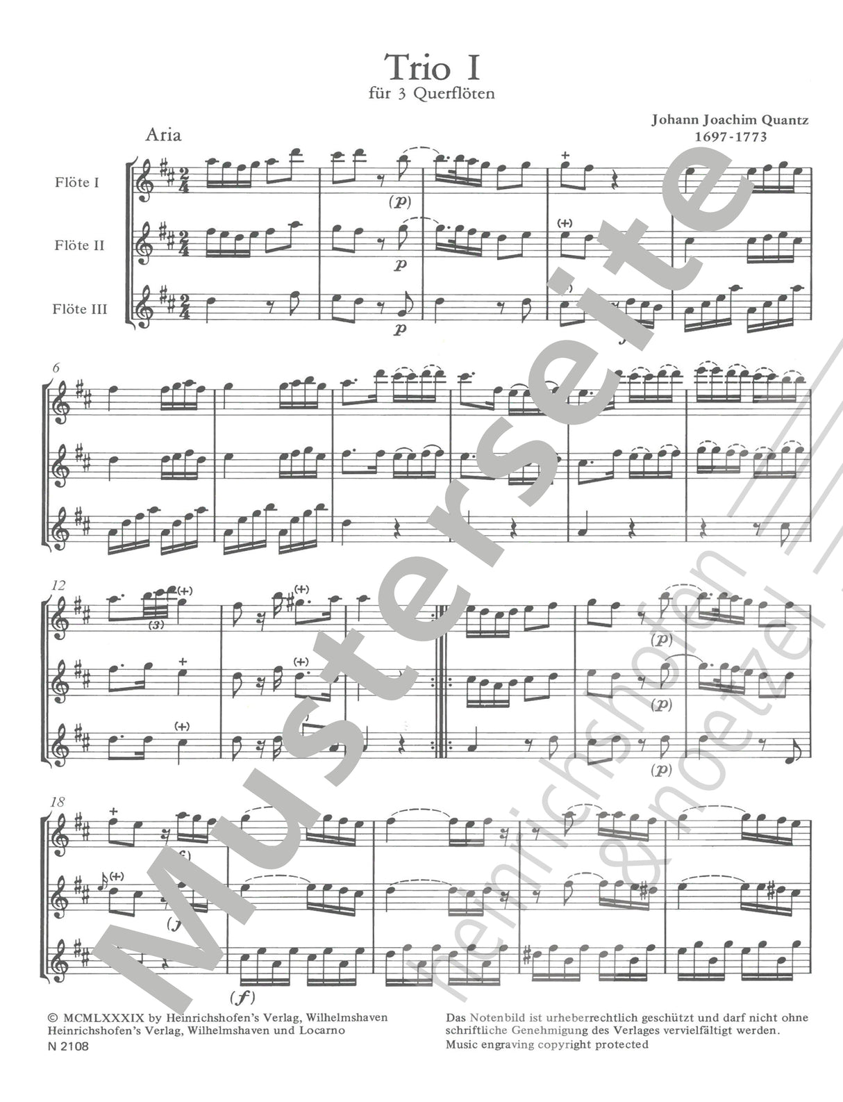 Quantz: 2 Trios for 3 Flutes