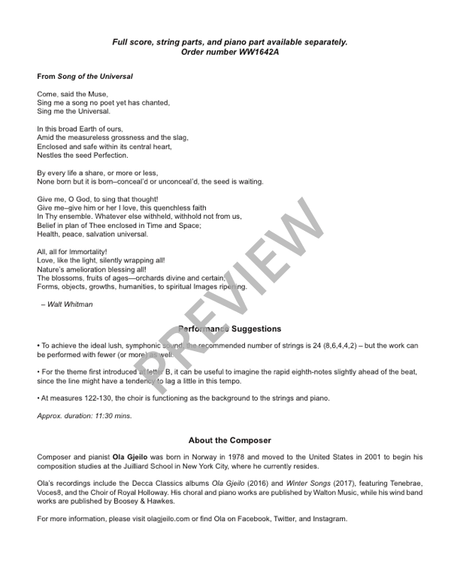 Gjeilo: Song of the Universal