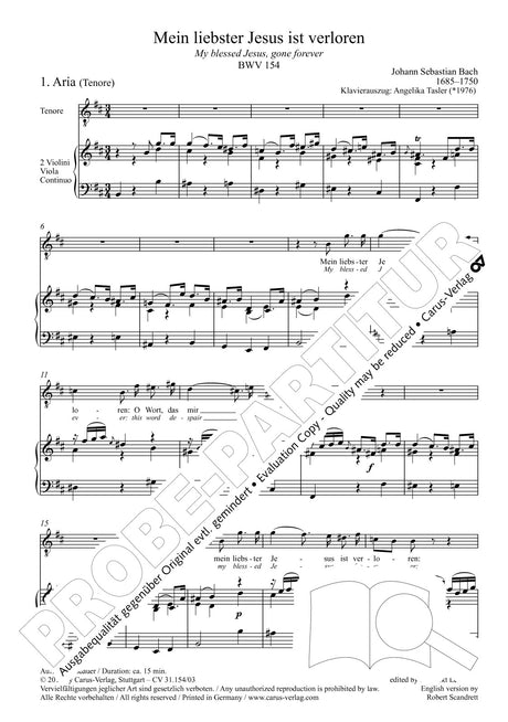 Bach: Main liebster Jesus ist verloren, BWV 154