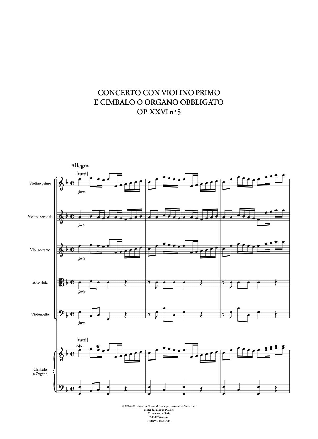 Corrette: Concerto for Violin & Harpsichord, Op. 26, No. 5
