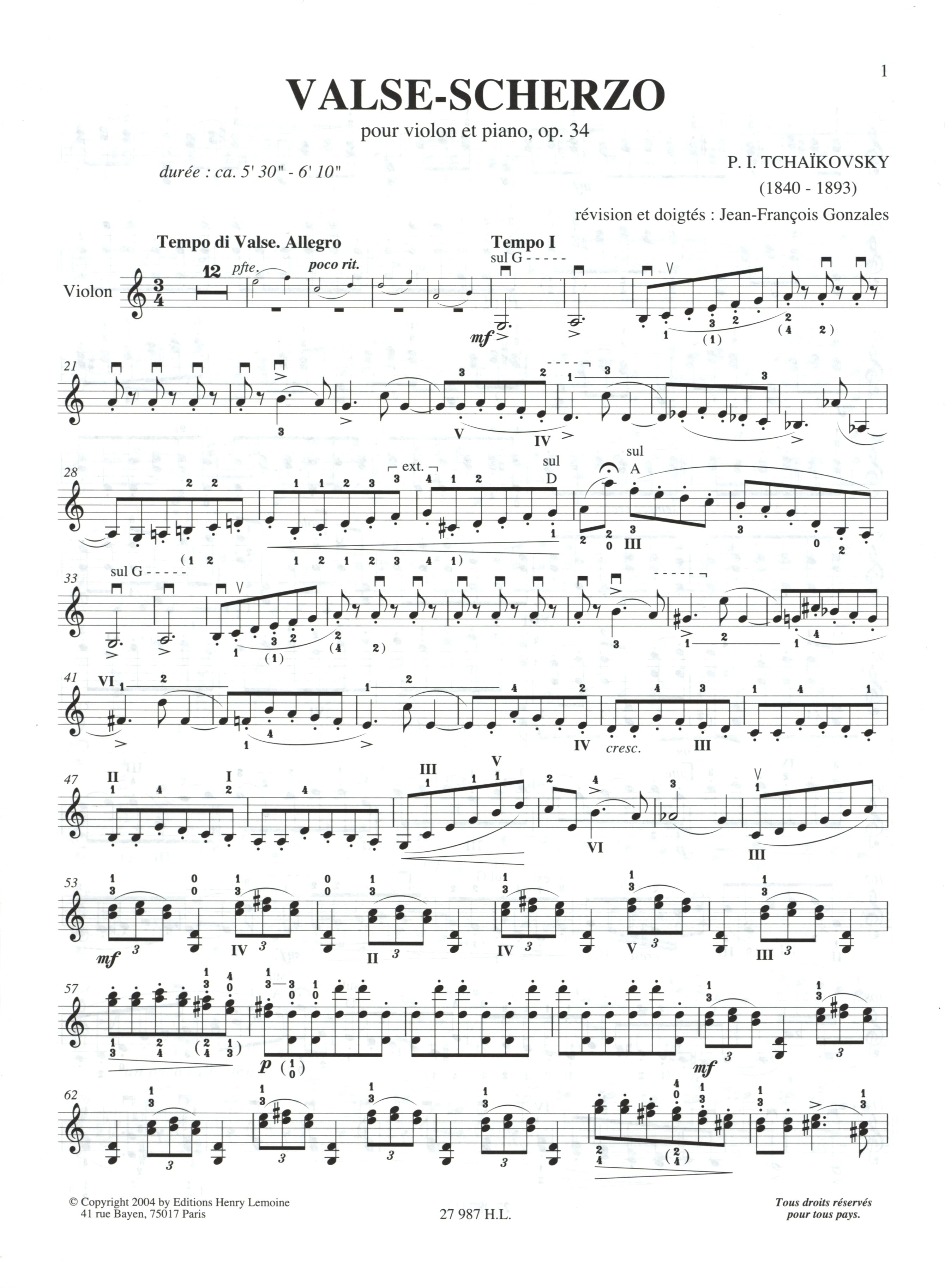 Tchaikovsky: Valse-Scherzo, Op. 34 – Ficks Music