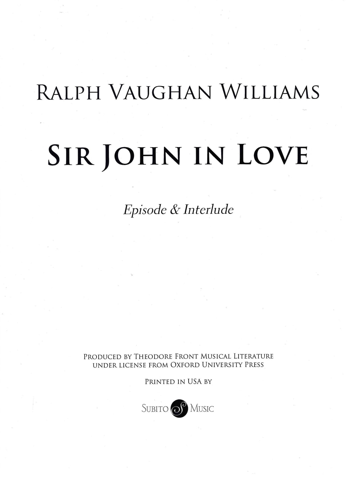 Vaughan Williams: Episode & Interlude from "Sir John in Love"