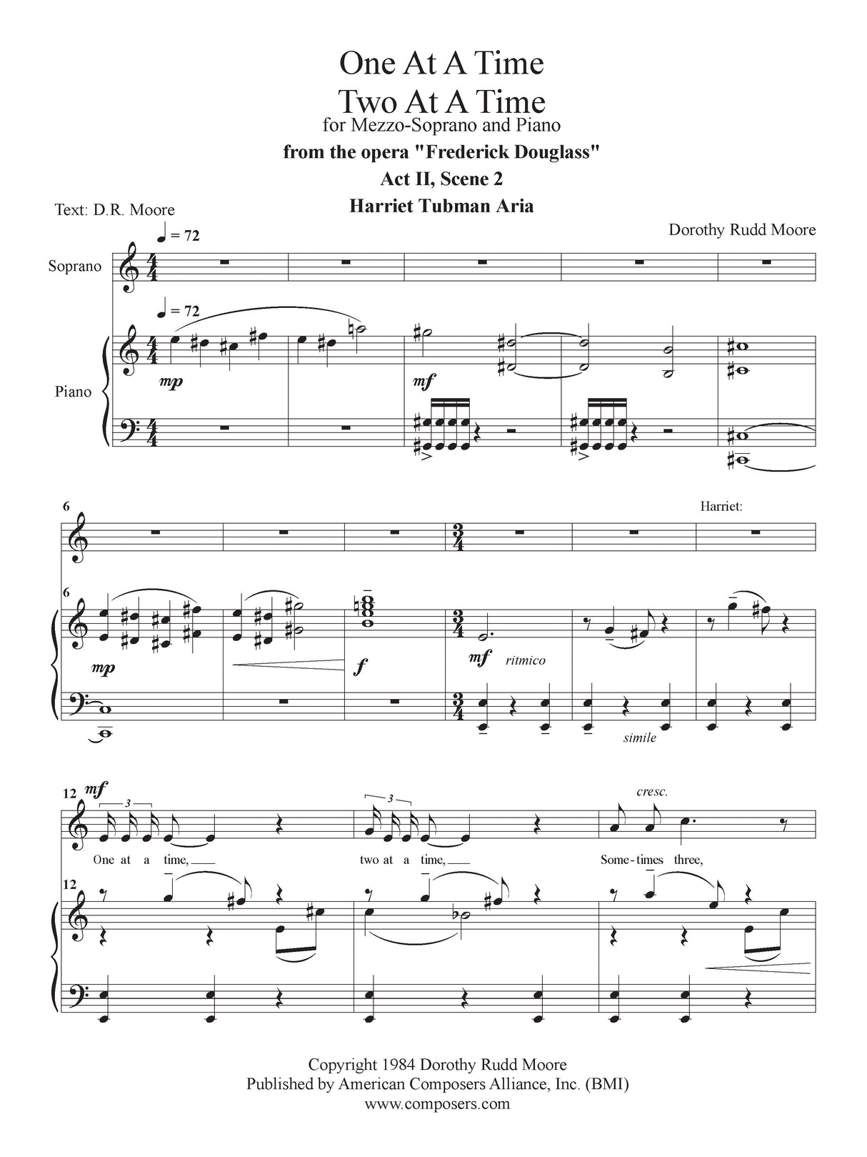 D.R. Moore: One at a Time, Two at a Time (from "Frederick Douglass")