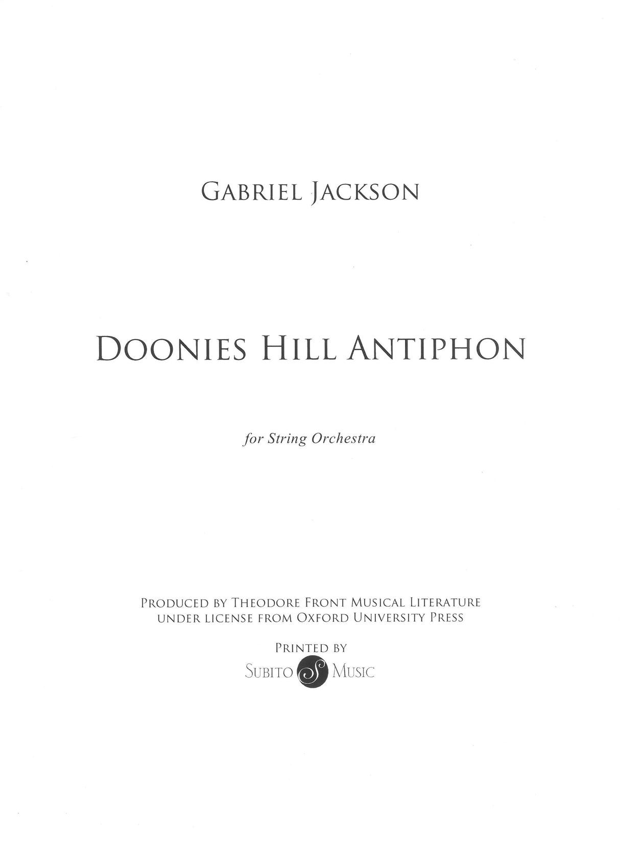 G. Jackson: Doonies Hill Antiphon (Version for String Orchestra)