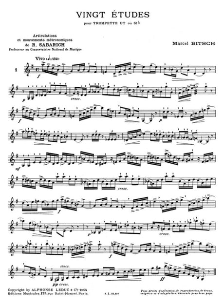 Bitsch: 20 Études for Trumpet
