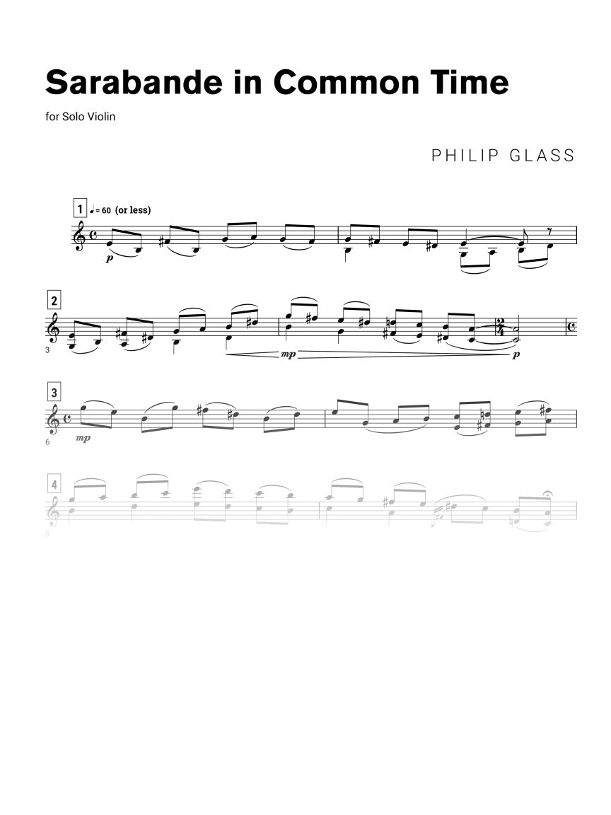 Glass: Sarabande in Common Time
