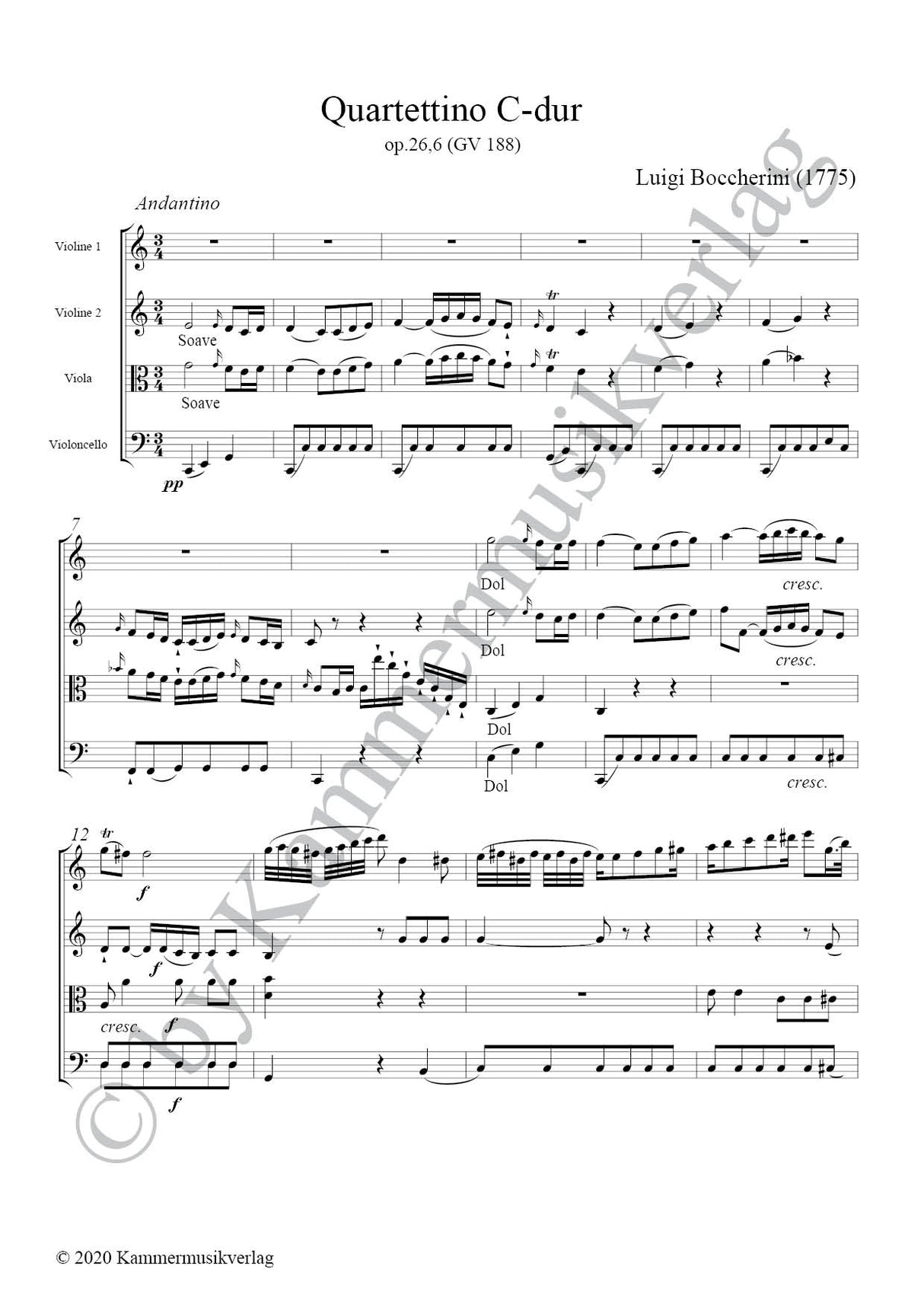 Boccherini: String Quartet in C Major, G 188, Op. 22, No. 6