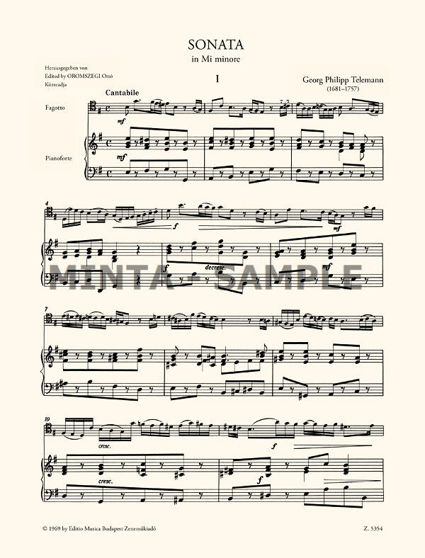 Telemann: Sonata in E Minor (arr. for bassoon & piano)