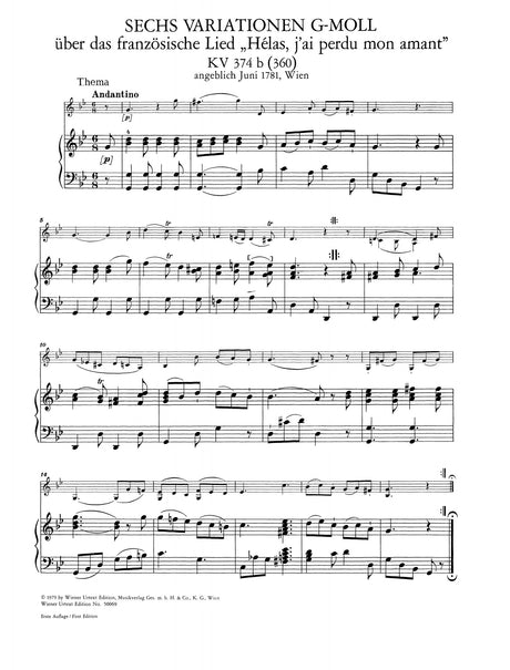 Mozart: Variations for Piano and Violin