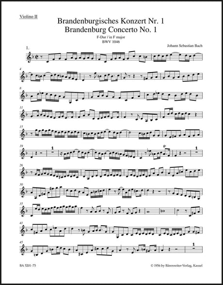 Bach: Brandenburg Concerto No. 1 and Original Version "Sinfonia" in F Major, BWV 1046 and 1046a (Urtext)