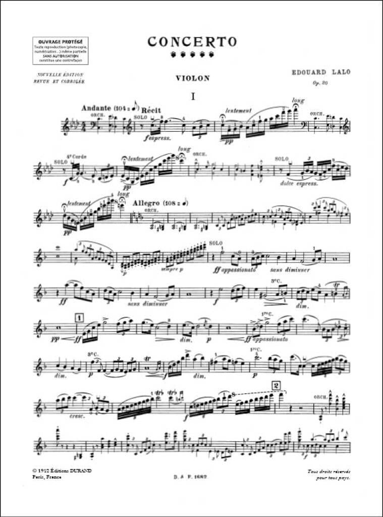 Lalo: Violin Concerto in F Major, Op. 20 – Ficks Music