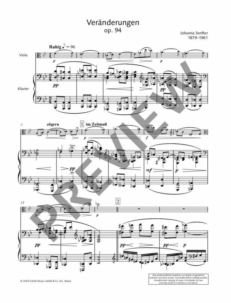 Senfter: Variations in D Minor, Op. 94 (Version for Viola & Piano)