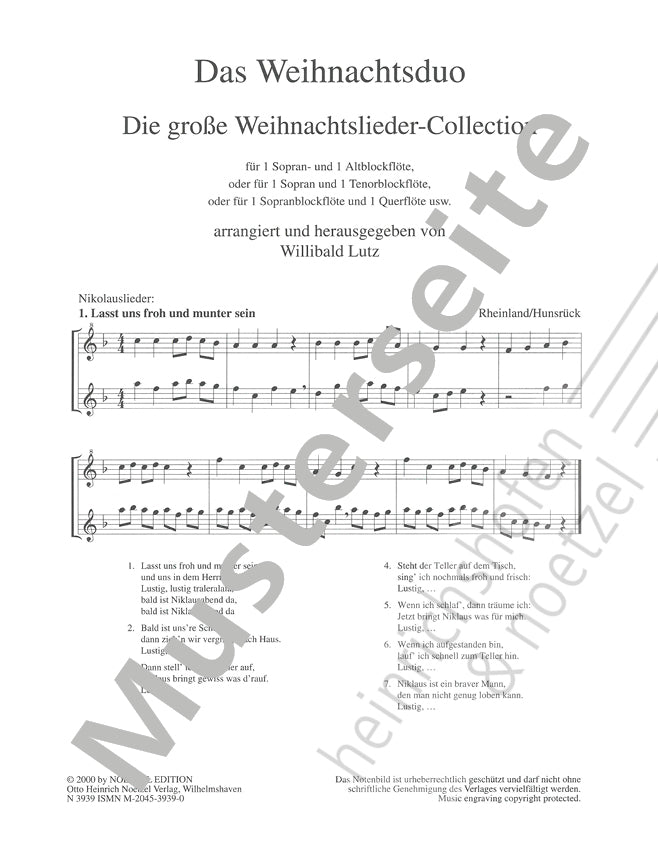 Das Weihnachts Duo (arr. for 2 recorders)