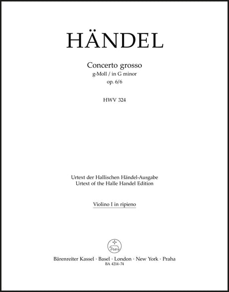 Handel: Concerto grosso in G Minor, HWV 324, Op. 6, No. 6