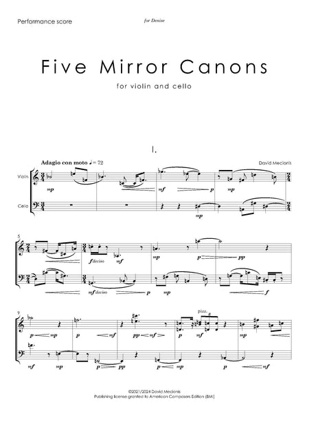 Mecionis: 5 Mirror Canons