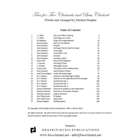 Drapkin: Trios - Volume 1 (for 2 clarinets and bass clarinet)