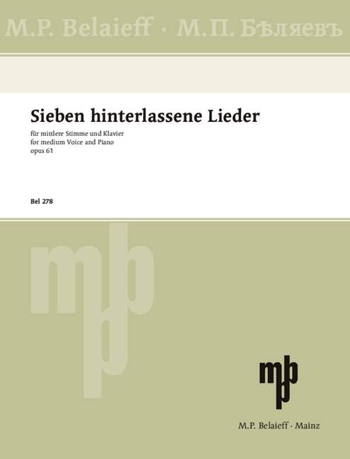 Medtner: 7 hinterlassene Lieder, Op. 61