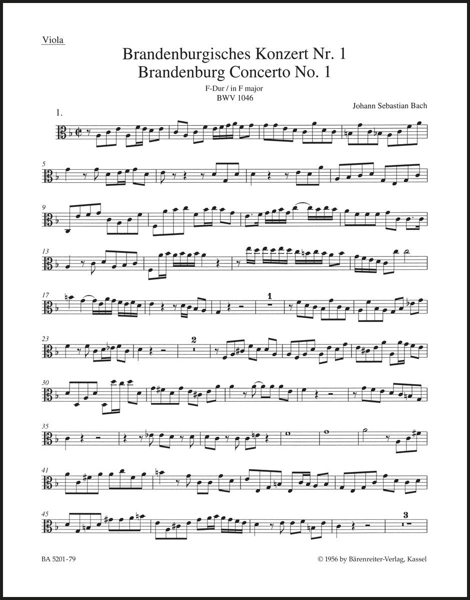 Bach: Brandenburg Concerto No. 1 and Original Version "Sinfonia" in F Major, BWV 1046 and 1046a (Urtext)