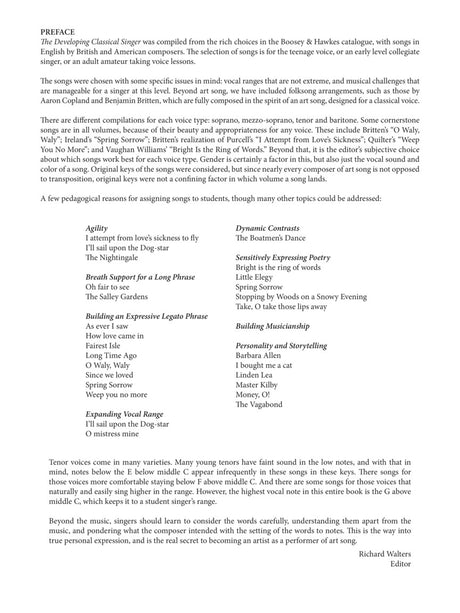 The Developing Classical Singer - Tenor